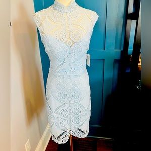 Eyelet light blue dress.